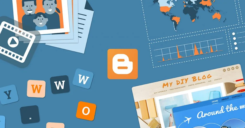 Blogger logosu ve blog sayfası çizimleri