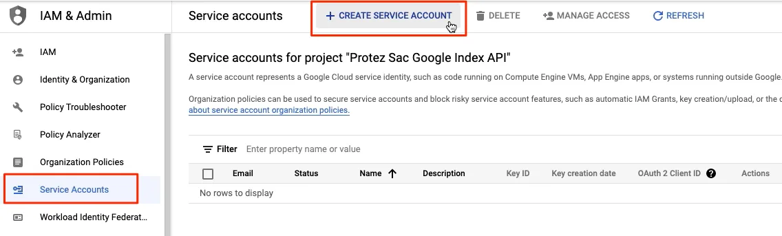 Create Service Account