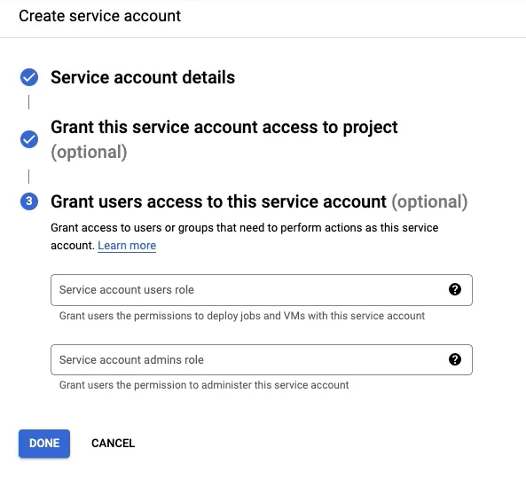 Grant users access to this servis account