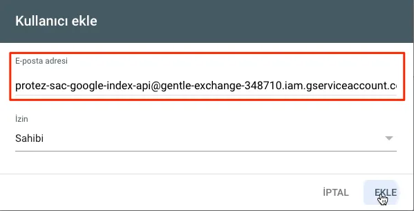 Console hesabına E-mail ekleme