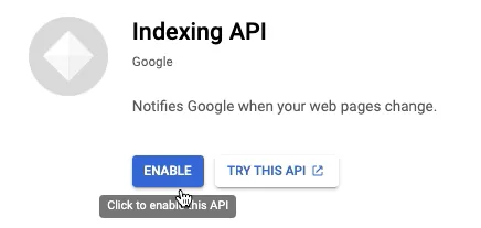 Google Index API aktifleştirme