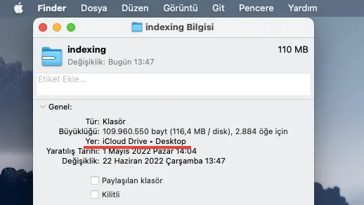 Indexing Dosya Konumu