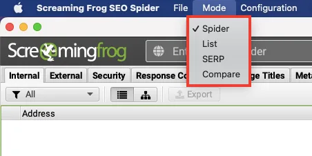 Screaming Frog Mode