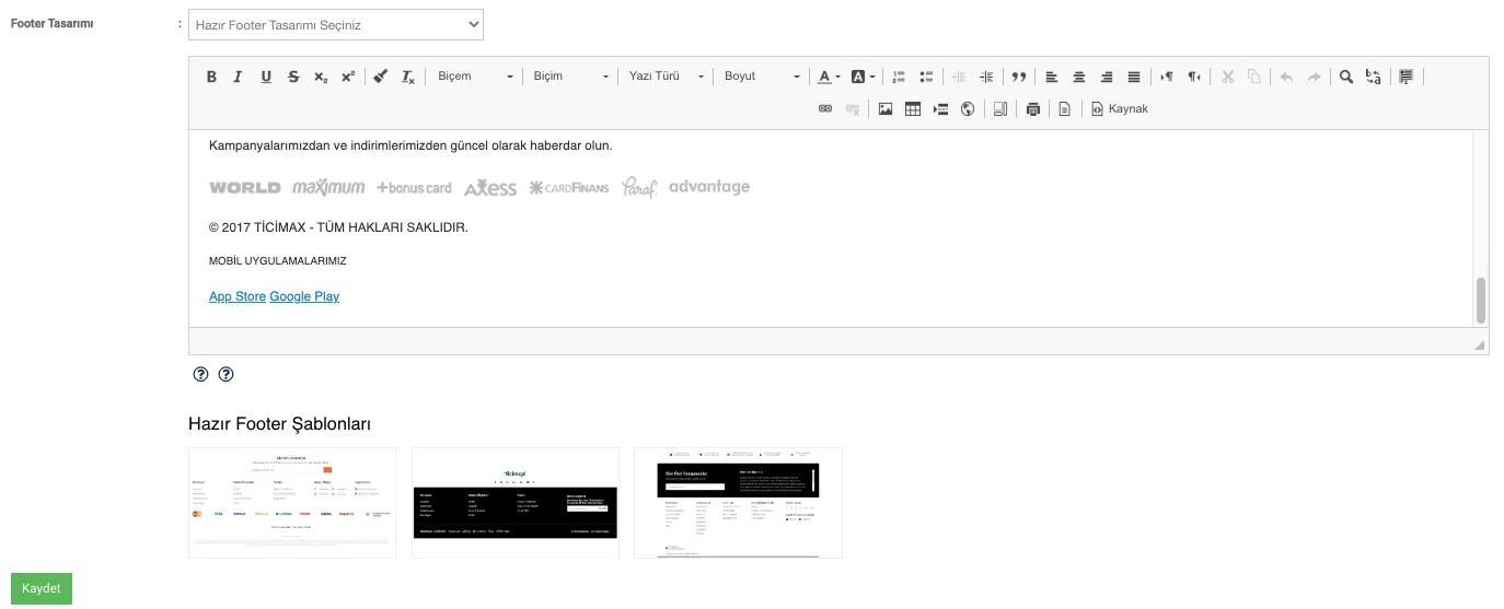 Footer Tasarımı