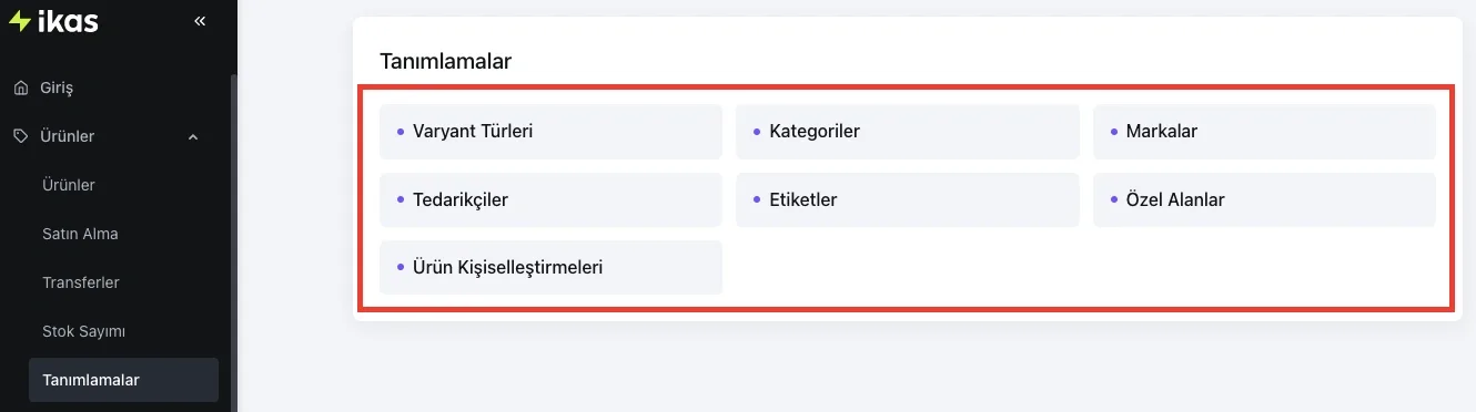 İKAS SEO Tanımlamalar