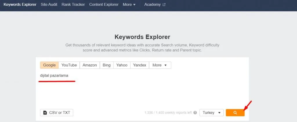 Keyword Explorer Aracını Kullanın